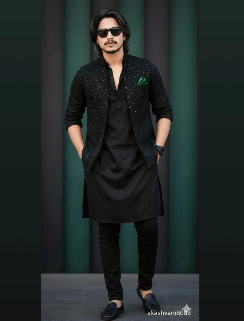 All-Black Modern Kurta Partywear Look