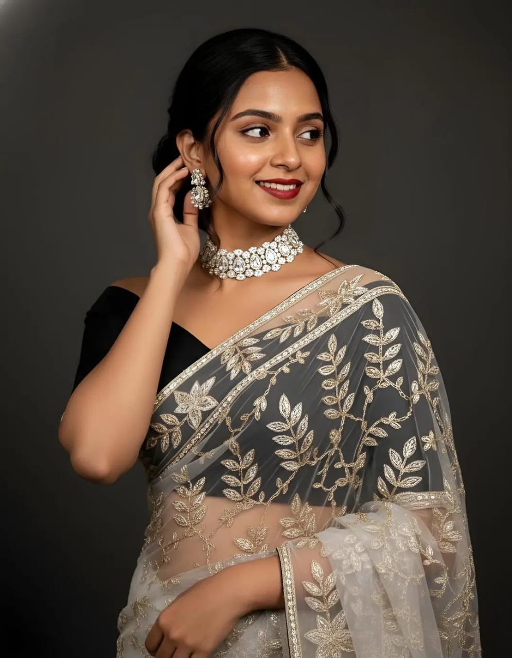 Elegant Woman in Designer Saree Portrait