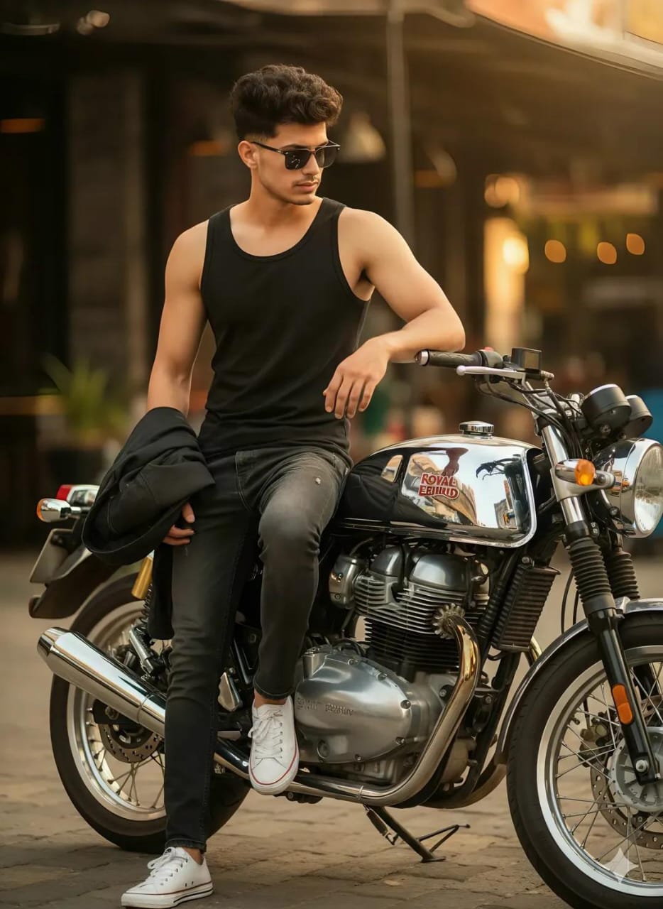 Royal Enfield Biker Modern Street Style Image Prompt